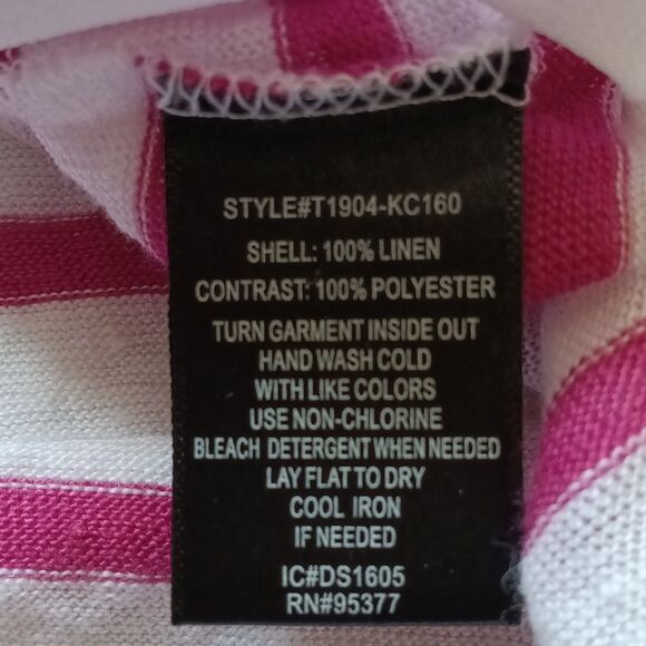 Striped Sleeveless Linen Top - Pink and White - Picture 3 of 4